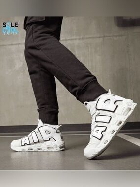 Nike White AIR Uptempo Sneakers  sz 10.5